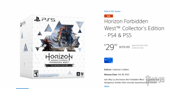 PS《地平线：西之绝境》收藏版价格大幅下调！仅需30美元清仓出售