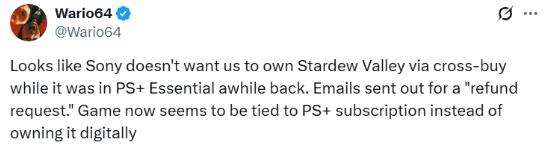 由于PS+漏洞导致被盗的《星露谷物语》已由索尼官方收回。