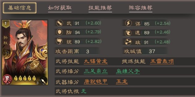 《三国乱世霸王》孙权技能介绍及角色定位详解