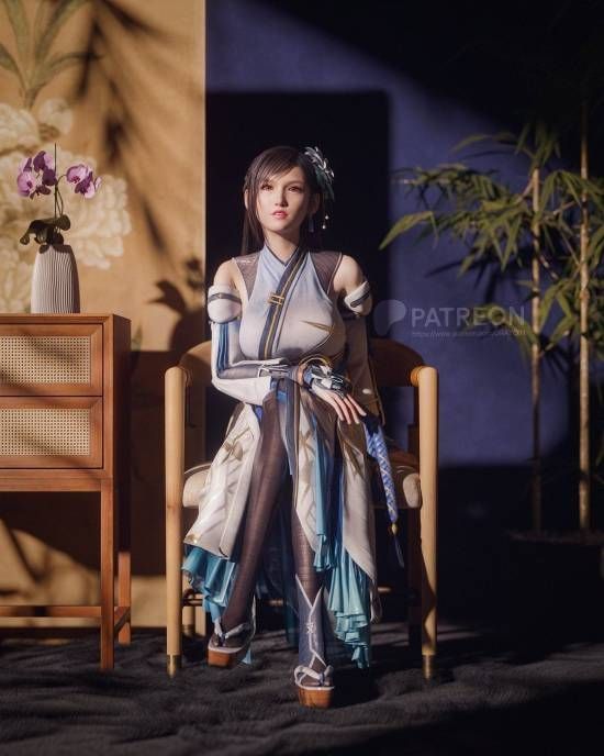 《最终幻想7RE》爱丽丝的3D精美图片欣赏：圣诞节穿搭展现娇媚魅力！