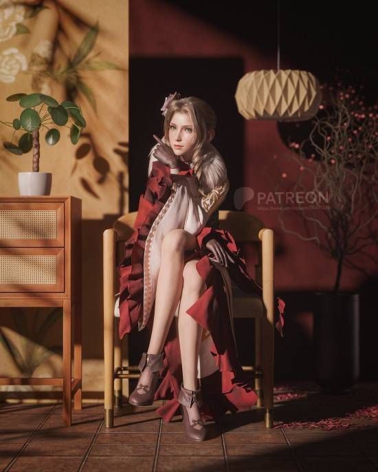 《最终幻想7RE》爱丽丝的3D精美图片欣赏：圣诞节穿搭展现娇媚魅力！