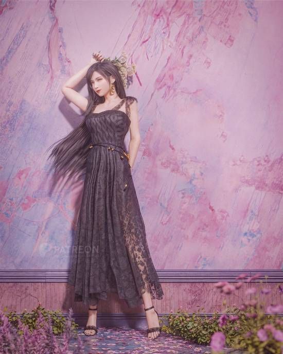 《最终幻想7RE》爱丽丝的3D精美图片欣赏：圣诞节穿搭展现娇媚魅力！