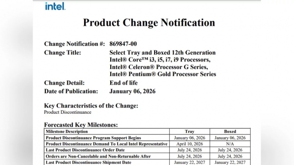 时代的更替：英特尔正式宣布第12代酷睿处理器进入停产流程
