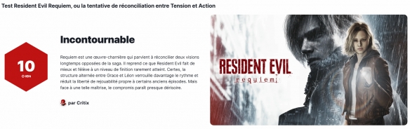 《生化危机9》IGN法国打出满分10分，成为系列迄今为止的至高之作！