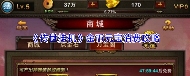 《传世挂机》金币和元宝的使用指南